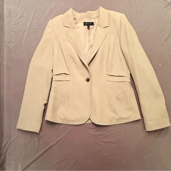 Escada Linen Cream Pleat back Blazer/Jacket Size 44/XL MSRP $325 - Picture 8 of 15